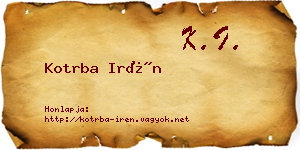 Kotrba Irén névjegykártya